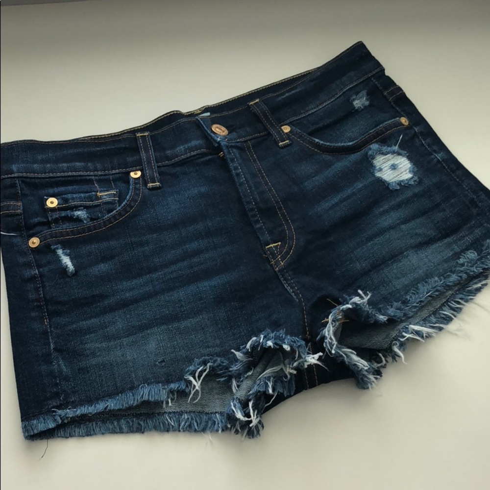 7 for all mankind frayed denim shorts